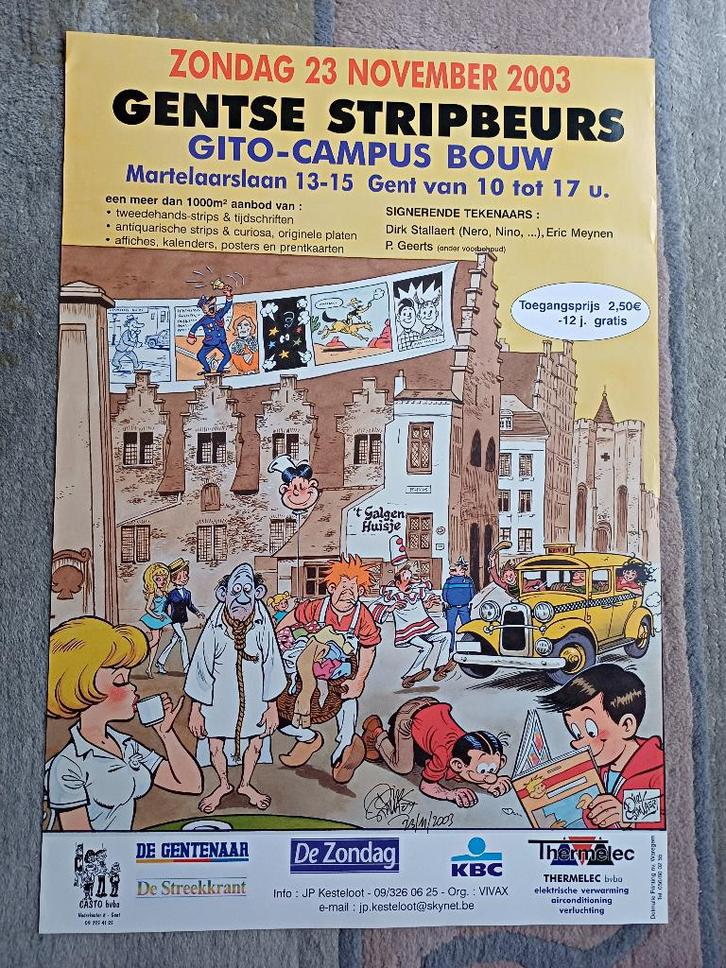 Affiche / poster Gentse stripbeurs gesigneerd Dirk Stallaert, Verzamelen, Stripfiguren, Nieuw, Ophalen of Verzenden
