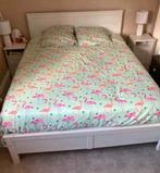 Superbe lit en bois blanc 140cmx200cm neuf avec sommiers, Comme neuf, Enlèvement