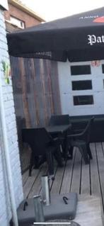 Blauwe tafel met stoelen, Huis en Inrichting, Stoelen, Ophalen, Gebruikt, Blauw, Vier
