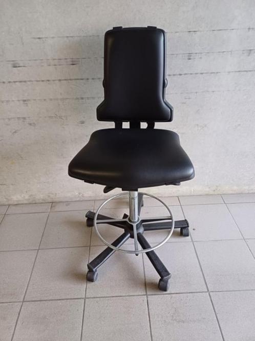 Werkkruk zwart, Huis en Inrichting, Stoelen, Gebruikt, Eén, Leer, Metaal, Zwart, Ophalen