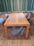 Verlengbare eettafel van massieve eik in natuurkleur, Huis en Inrichting, Tafels | Eettafels, Ophalen, Gebruikt, Eikenhout, 200 cm of meer