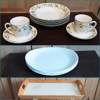 Lot servies 20 dingen + GRATIS grote houten dienblad, Ophalen of Verzenden, Bord(en)