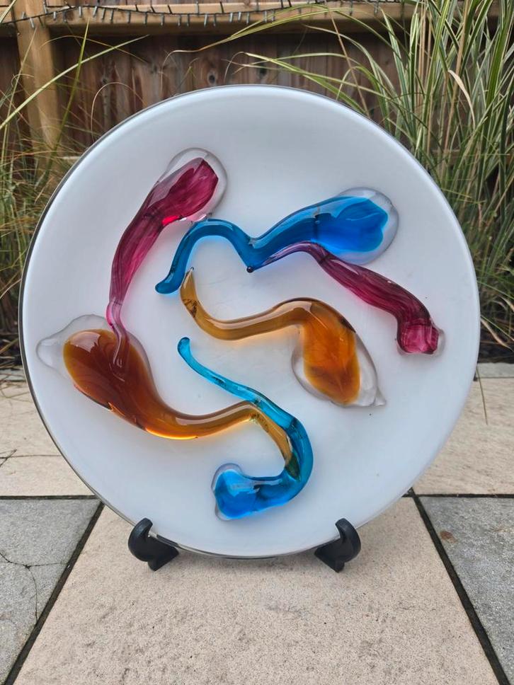 Groot glaspasta kunstwerk sierbord, Antiek en Kunst, Antiek | Glaswerk en Kristal, Ophalen