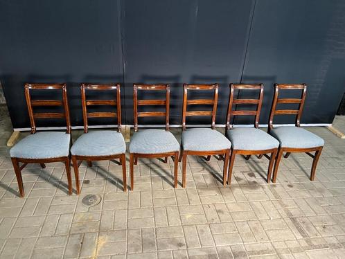 Stoelen in massief mahoniehout, uniek, Huis en Inrichting, Stoelen, Gebruikt, Vijf, Zes of meer stoelen, Hout, Stof, Bruin, Ophalen