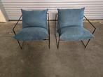 2x fauteuil Amber blauwe stof €300 / 2stuks, Enlèvement, Comme neuf, Tissus