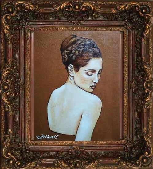 "Portret van een jong meisje" Schilderij, Antiek en Kunst, Kunst | Schilderijen | Modern, Verzenden