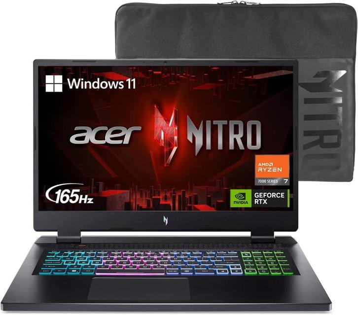 Acer Nitro AN-17 Gaming Laptop, Computers en Software, Windows Laptops, Gebruikt, 17 inch of meer, HDD, SSD, 4 Ghz of meer, 64 GB of meer