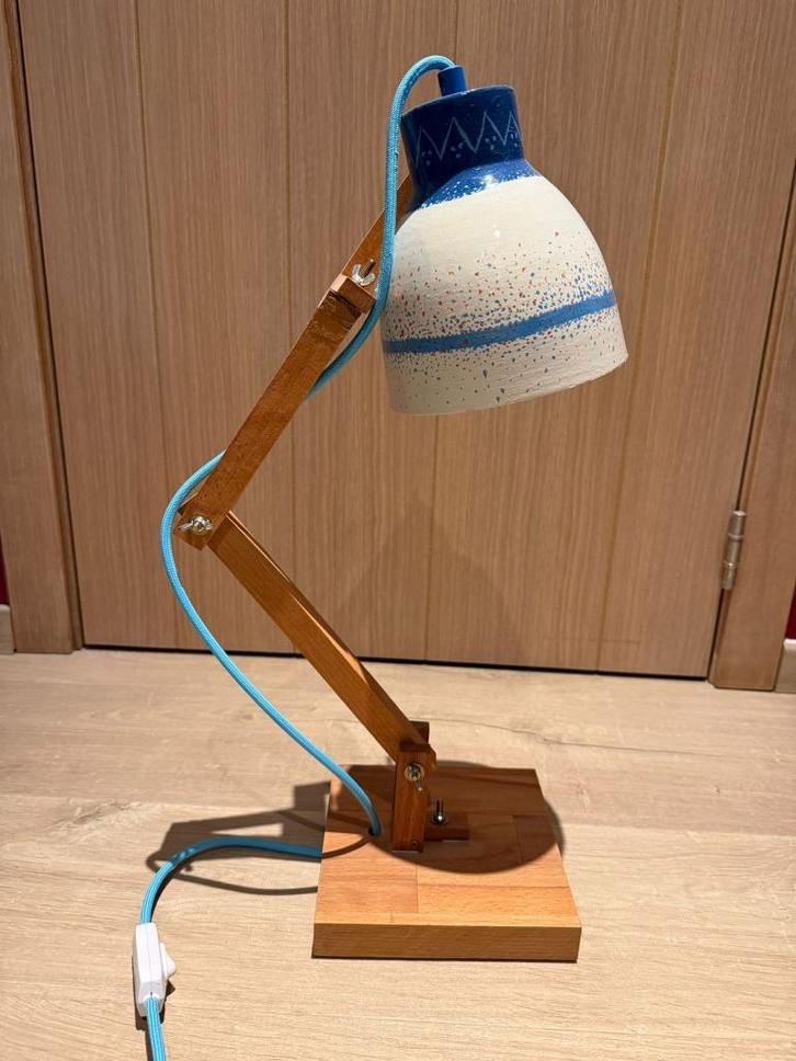2 lampen voor bureau of nachtkastje, Huis en Inrichting, Lampen | Tafellampen, Zo goed als nieuw, Minder dan 50 cm, Hout, Metaal