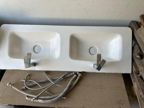 Dubbele lavabo badkamer vintage/modern, Huis en Inrichting, Badkamer | Badkamermeubels, Gebruikt, Wasbak of Wastafel, 100 tot 150 cm