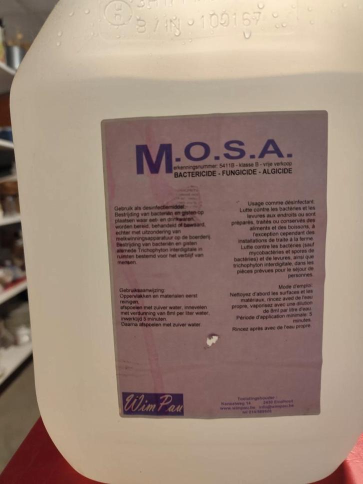 M.O.S.A. desinfecteermiddel. 10 liter., Huis en Inrichting, Schoonmaakartikelen, Ophalen