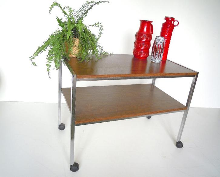 Vintage roltafel met 2 niveaus in Guariche stijl, Antiek en Kunst, Kunst | Designobjecten, Ophalen