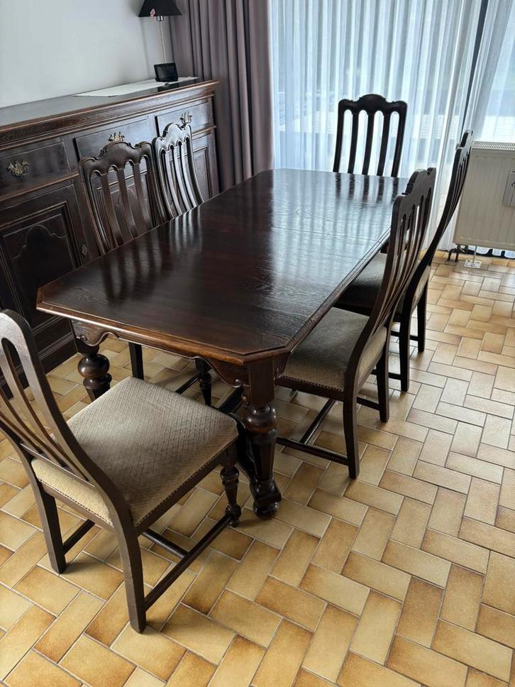 Ebeno Prestige Eiken eerkamer, Huis en Inrichting, Complete eetkamers, Zo goed als nieuw, 6 tot 8 stoelen, Ophalen