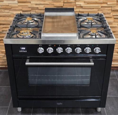 🔥Luxe Fornuis Boretti 90cm hoogglans zwart rvs 1 oven, Elektronische apparatuur, Fornuizen, Zo goed als nieuw, Vrijstaand, Gas