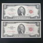 2x 2 dollars USA 1953 en 1963 jaar set unc, Postzegels en Munten, Bankbiljetten | Amerika, Setje, Ophalen of Verzenden, Noord-Amerika