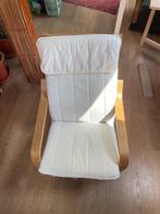 Fauteuil IKEA POÄNG blanc, Huis en Inrichting, Fauteuils, Ophalen, Hout, Gebruikt, 75 tot 100 cm