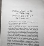 Franc.Maç.-Discours d'Instr:.du Gr:.au XXIXe Deg:.-12/3/1957, Ophalen of Verzenden, Zo goed als nieuw, Onbekend