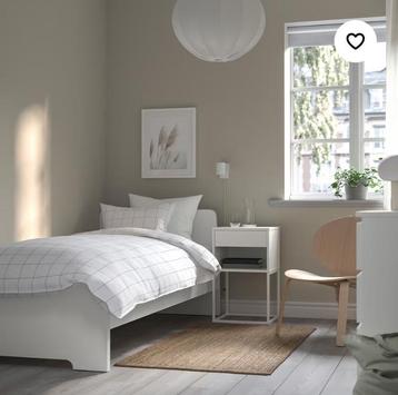 Lit Ikea Askvoll 90x200 blanc + sommier à lattes