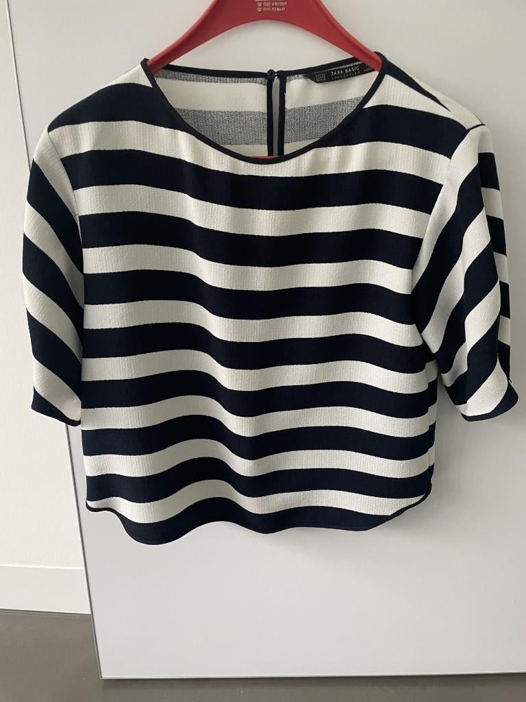 Blauw/witte top van Zara maat XS, in perfecte staat!, Blauw, Zara, Ophalen of Verzenden, Zo goed als nieuw