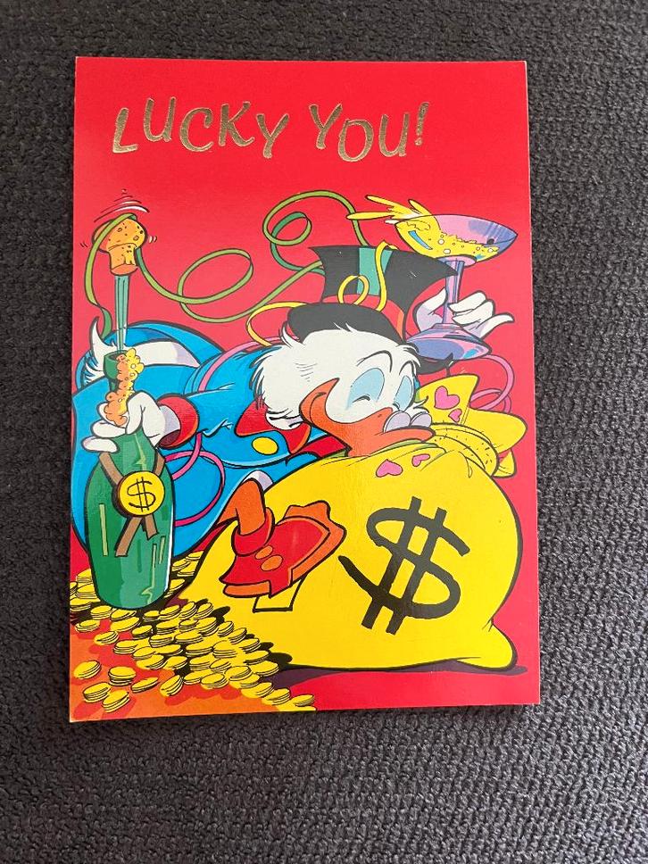 Postkaart Donald Duck Lucky you, Verzamelen, Disney, Donald Duck, Verzenden