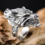 Wolvenkop ring - 925 Sterling Zilver, Bijoux, Sacs & Beauté, Bagues, Femme ou Homme, Argent, Envoi, Argent