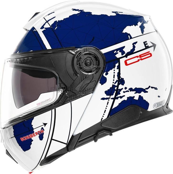 SCHUBERTH C5 Globe Blanc&Bleu "S" avec intercom Sena SC2, Motoren, Kleding | Motorhelmen, Overige typen, S, Overige merken, Tweedehands