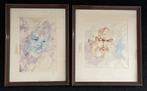 2 aquarels van Fassin Gerda, Antiek en Kunst, Kunst | Etsen en Gravures, Ophalen of Verzenden