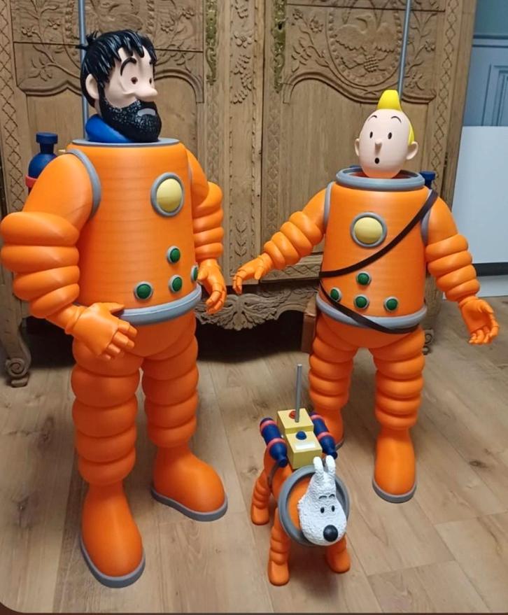 Kuifje kosmonaut 90cm. handgeschilderd, Verzamelen, Beelden en Beeldjes, Nieuw, Overige typen, Ophalen of Verzenden