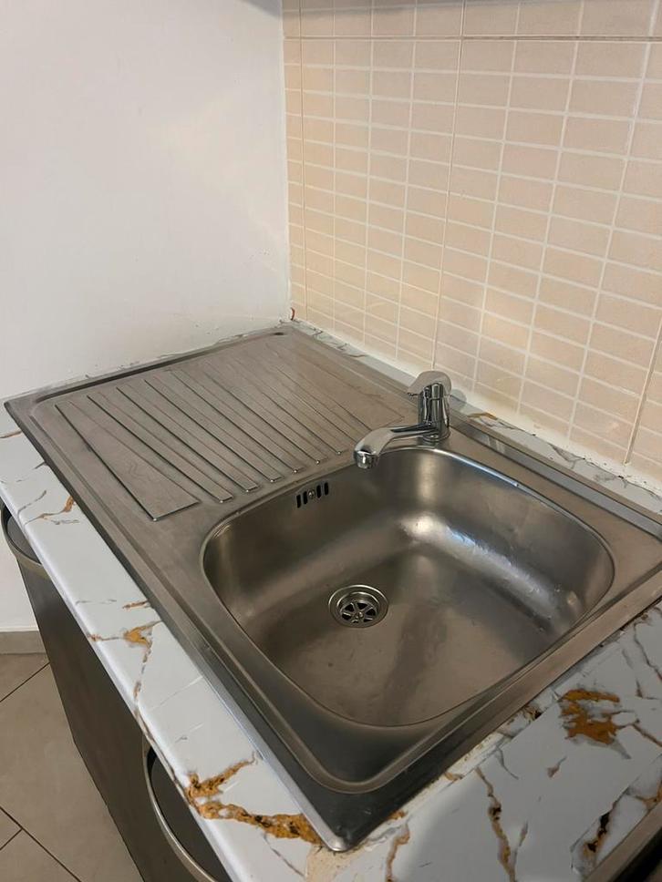 Évier inox avec égouttoir + robinet, Maison & Meubles, Cuisine | Éléments de cuisine, Utilisé, Enlèvement