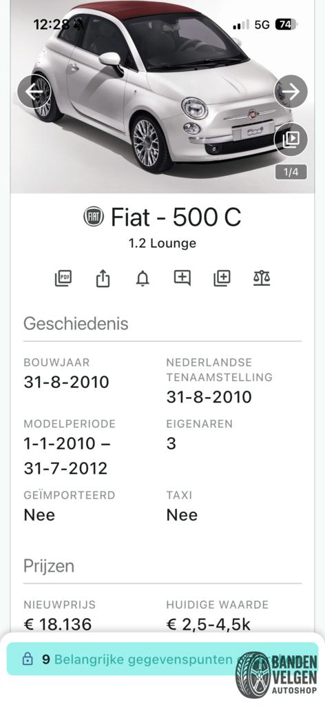 Fiat 500 en Panda Winterbanden set 185-60-14 Steek 4 x 98 ET, 14 inch, Gebruikt, -, -