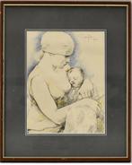 lithographie maternite signe armand rassenfosse, Antiquités & Art, Enlèvement ou Envoi