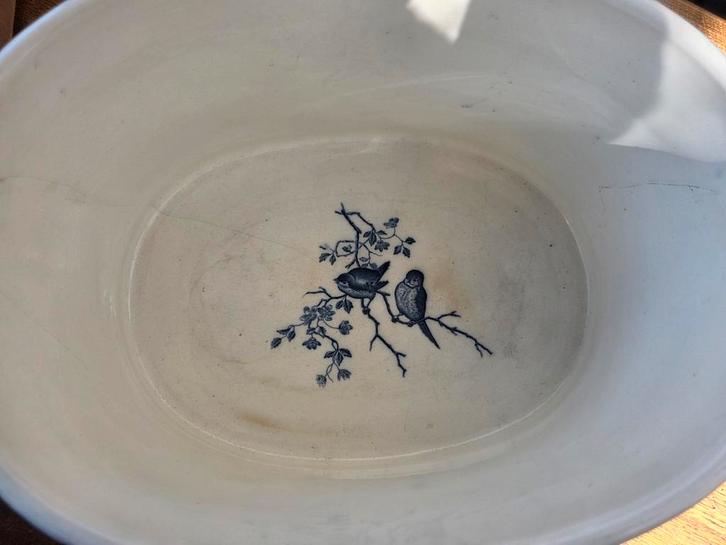 Antieke Engelse schaal / waskom met blauw decor, Antiek en Kunst, Antiek | Schalen, Ophalen