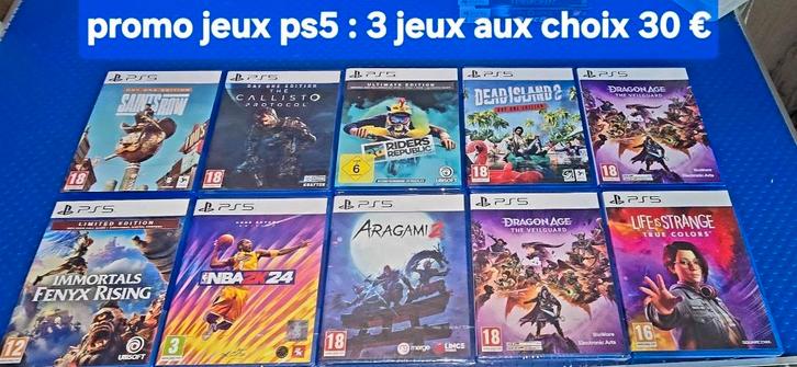 PROMO: jeux ps4 & ps5 : 3 jeux pour 20 (ps4) ou 30 (ps5), Consoles de jeu & Jeux vidéo, Jeux | Sony PlayStation 5, Comme neuf