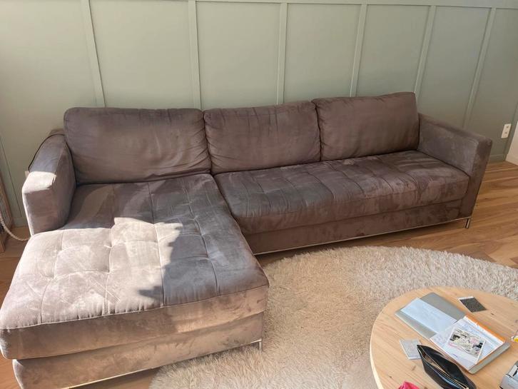 Canapé d’angle + pouf microfibre, Maison & Meubles, Canapés | Repose-pieds & Poufs, Utilisé, 75 à 100 cm, 125 cm ou plus, Autres formes