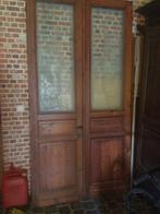 Oude tweeslagdeur met geëtst figuurglas, Ophalen of Verzenden