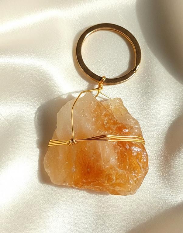 sleutelhanger grote ruwe citrien blok, Verzamelen, Sleutelhangers, Nieuw, Dier of Natuur, Ophalen of Verzenden
