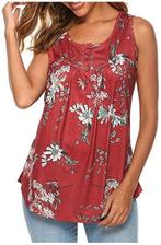 Top Débardeur fluide sans manches bordeaux à fleurs, Kleding | Dames, Topjes, Verzenden, Nieuw, Zonder mouw