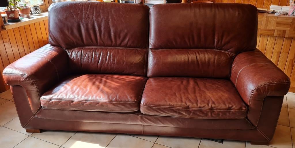 Canapé en cuir, Maison & Meubles, Canapés | Salons, Enlèvement, Cuir
