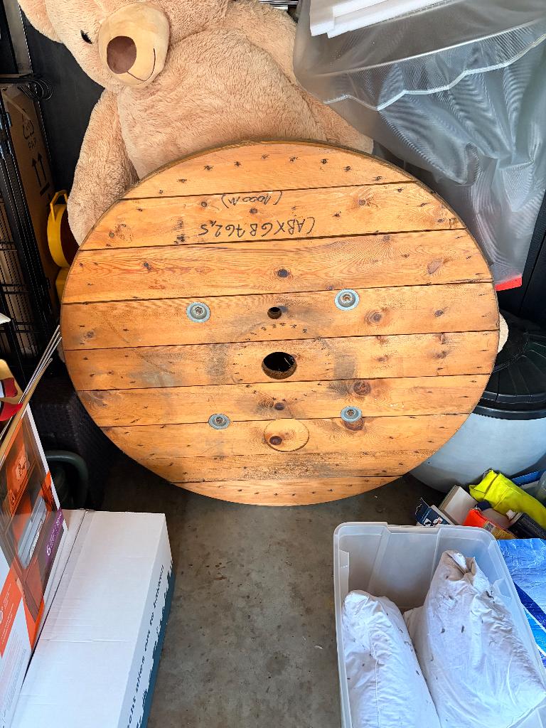 Houten kabelhaspel, Ophalen, Zo goed als nieuw, Rond, Hout