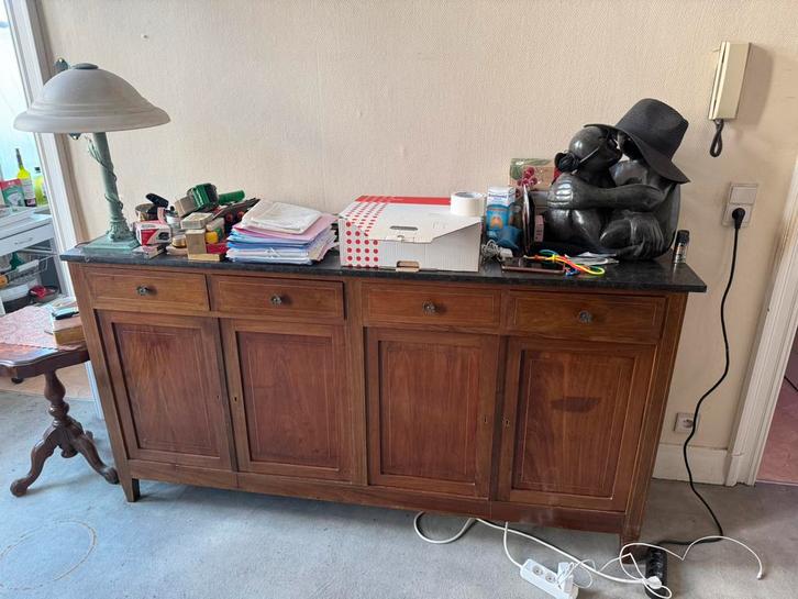 Buffet ancien en bois massif – Style classique - marbre, Maison & Meubles, Armoires | Dressoirs, Comme neuf, Enlèvement