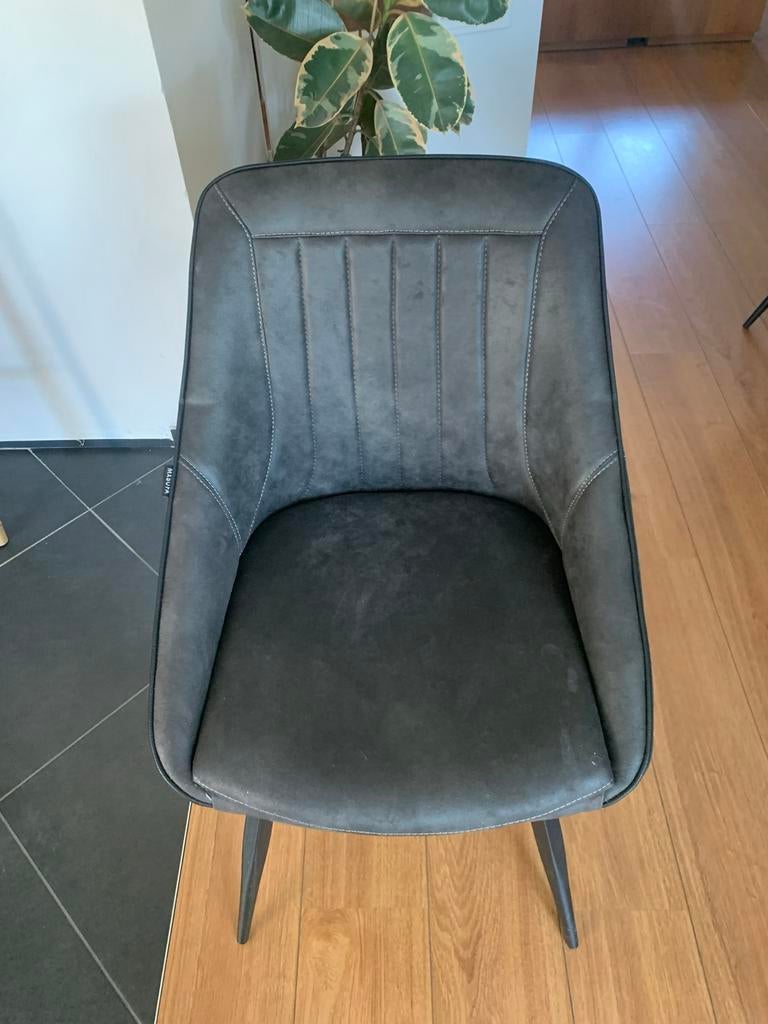 Lot de 4 chaises industrielles mx sofa - Anthracite, Maison & Meubles, Gris, Comme neuf, Enlèvement, Cuir