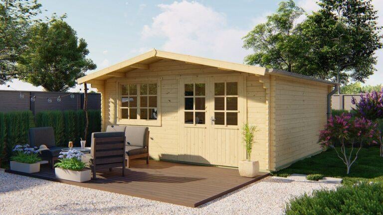 Blokhut - Tuinhuis Hendrick | 44 mm | vuren onbehandeld, Verzenden, Nieuw