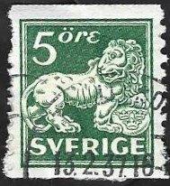 1 Postzegel Zweden 1920 Staande leeuw, Enlèvement ou Envoi, Suède, Affranchi
