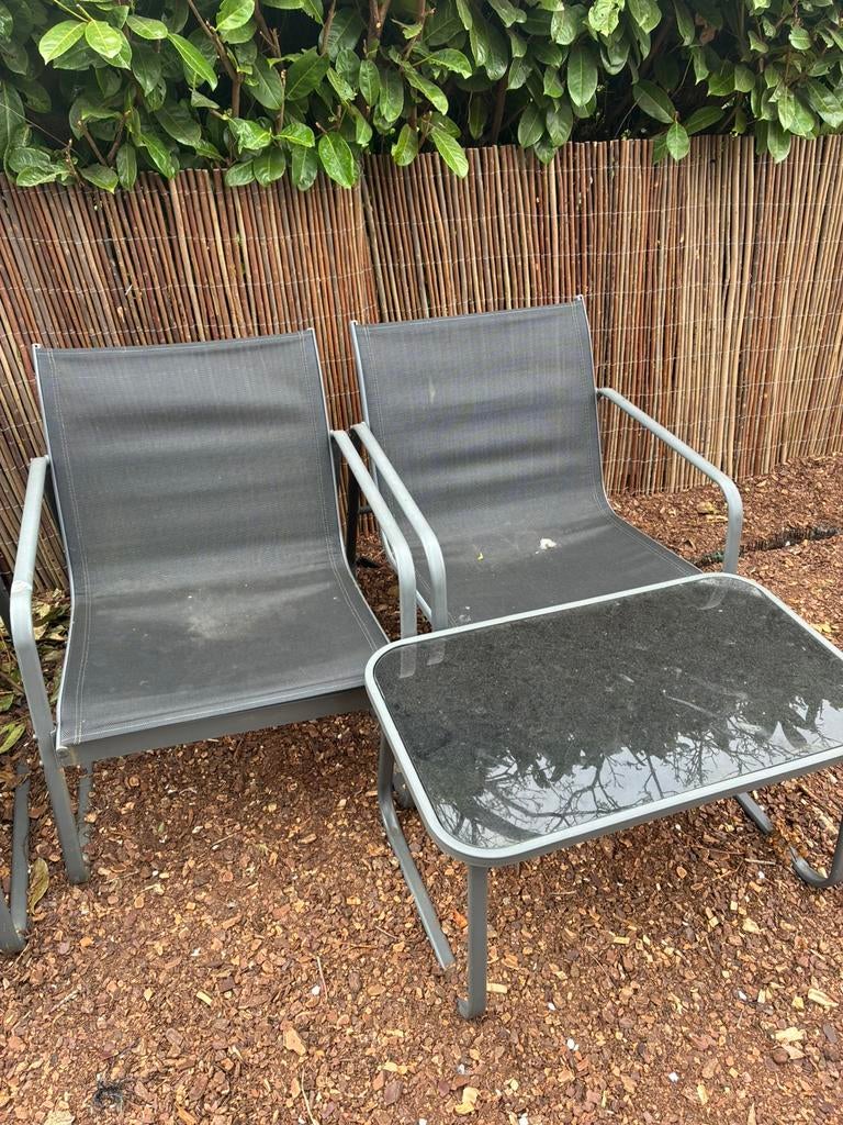 Tuinset 2 personen incl tafel, Enlèvement, Utilisé, Métal