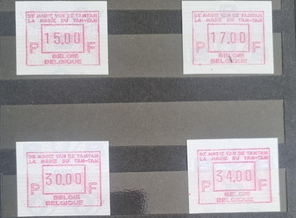4 x Frankeervignet ATM95 Magie vd Tamtam 97, Ophalen of Verzenden, Zonder stempel, Postfris, Postfris