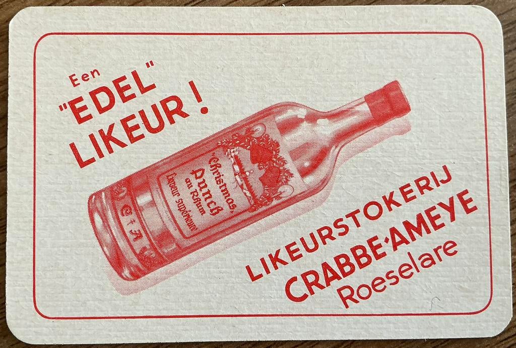 Speelkaart LIKEURSTOKERIJ CRABBE-AMEYE/ROESELARE, Ophalen of Verzenden, Zo goed als nieuw, Speelkaart(en)