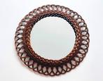 Rotan spiegel 49 cm * Vintage jaren 70 * Spiegel, Huis en Inrichting, Woonaccessoires | Spiegels, Minder dan 50 cm, Rond, Ophalen of Verzenden