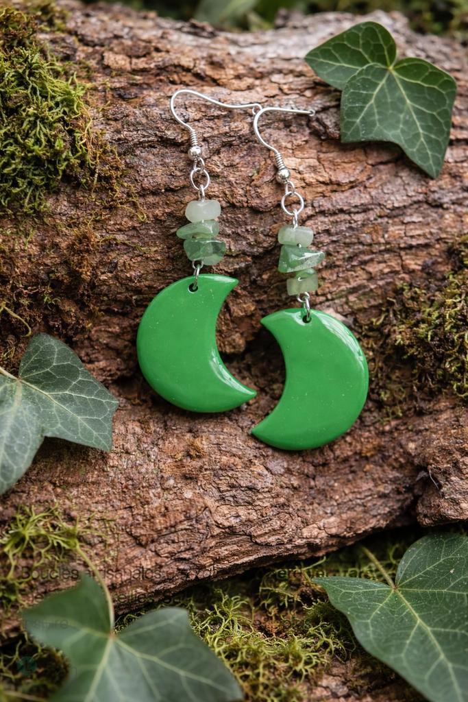 Groene handgemaakte oorbellen — natuursteen, Handtassen en Accessoires, Oorbellen, Nieuw, Hangers, Overige materialen, Groen, Ophalen of Verzenden