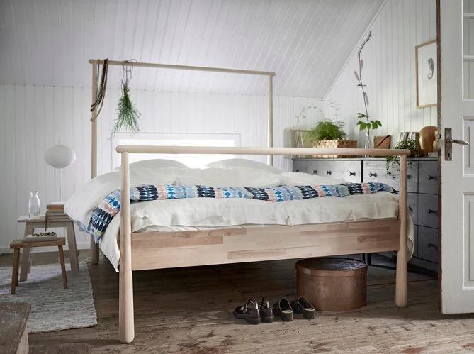 Lit Ikea Gjora + Sommier + Matelas Emma 160x200cm, Maison & Meubles, Queen size, Comme neuf, Brun, Enlèvement