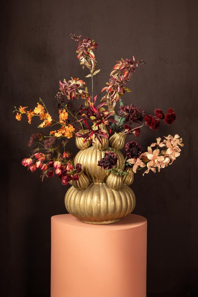 XXL Tulpenvaas Keramiek - Goudkleurige vaas, Huis en Inrichting, Woonaccessoires | Vazen, Nieuw, Overige kleuren, 50 tot 75 cm