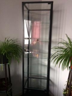 Vitrine moderne en verre — avec cadre en métal, Maison & Meubles, 25 à 50 cm, Comme neuf, Verre, Modern